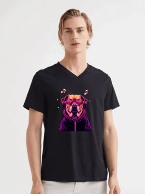 A Dog With Headphones Sunglasses And Glowing Hoodie T-Shirt