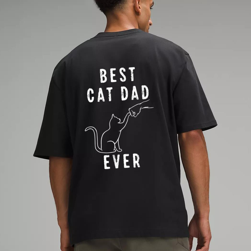 Best Cat Dad Ever Shirt Cat Daddy Paw Fist Bump Meow Cat Men T-Shirt