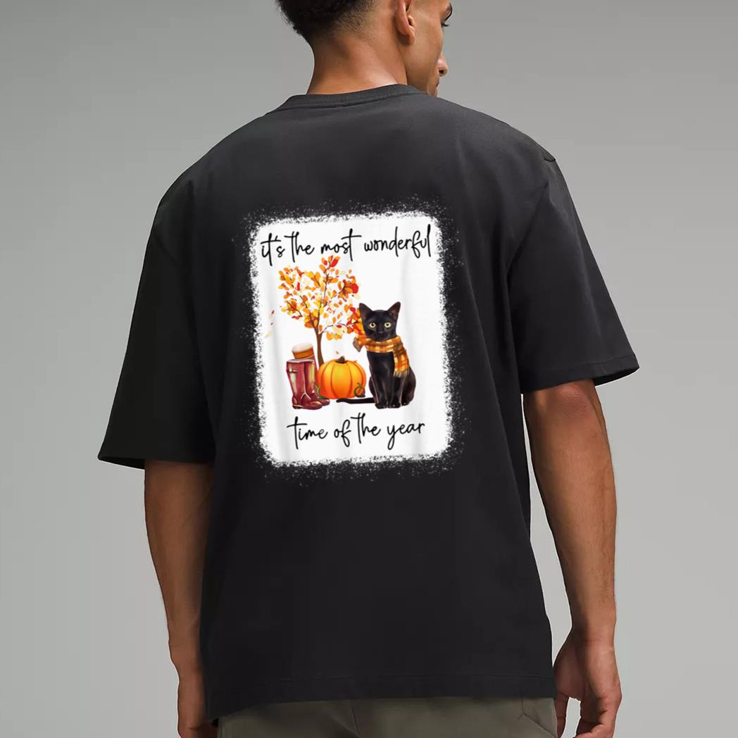 Black Cat Fall Itu2018s The Most Wonderful Time Of The Year Men T-Shirt