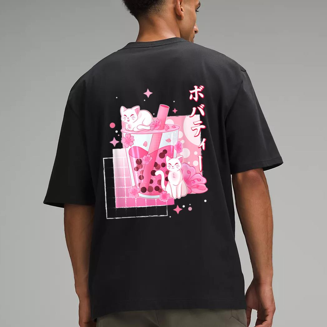 Cat Boba Tea Bubble Tea Anime Cats Lover Kawaii Gifts Men T-Shirt