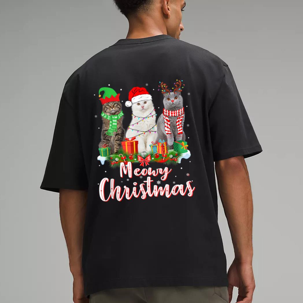 Cat Meowy Family Matching Christmas Pajamas Santa Cats Xmas Men T-Shirt
