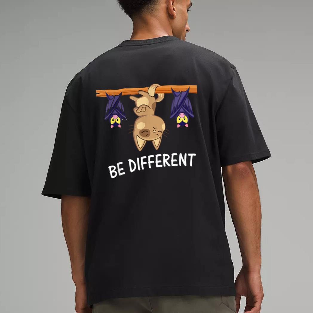 Cat with Bats Be different Funny Cat Lover Men T-Shirt