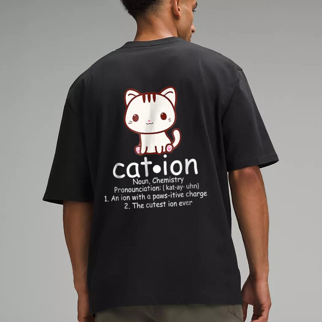 Cation Funny Cat Ion Science Pawsitive Pun Chemistry Men T-Shirt