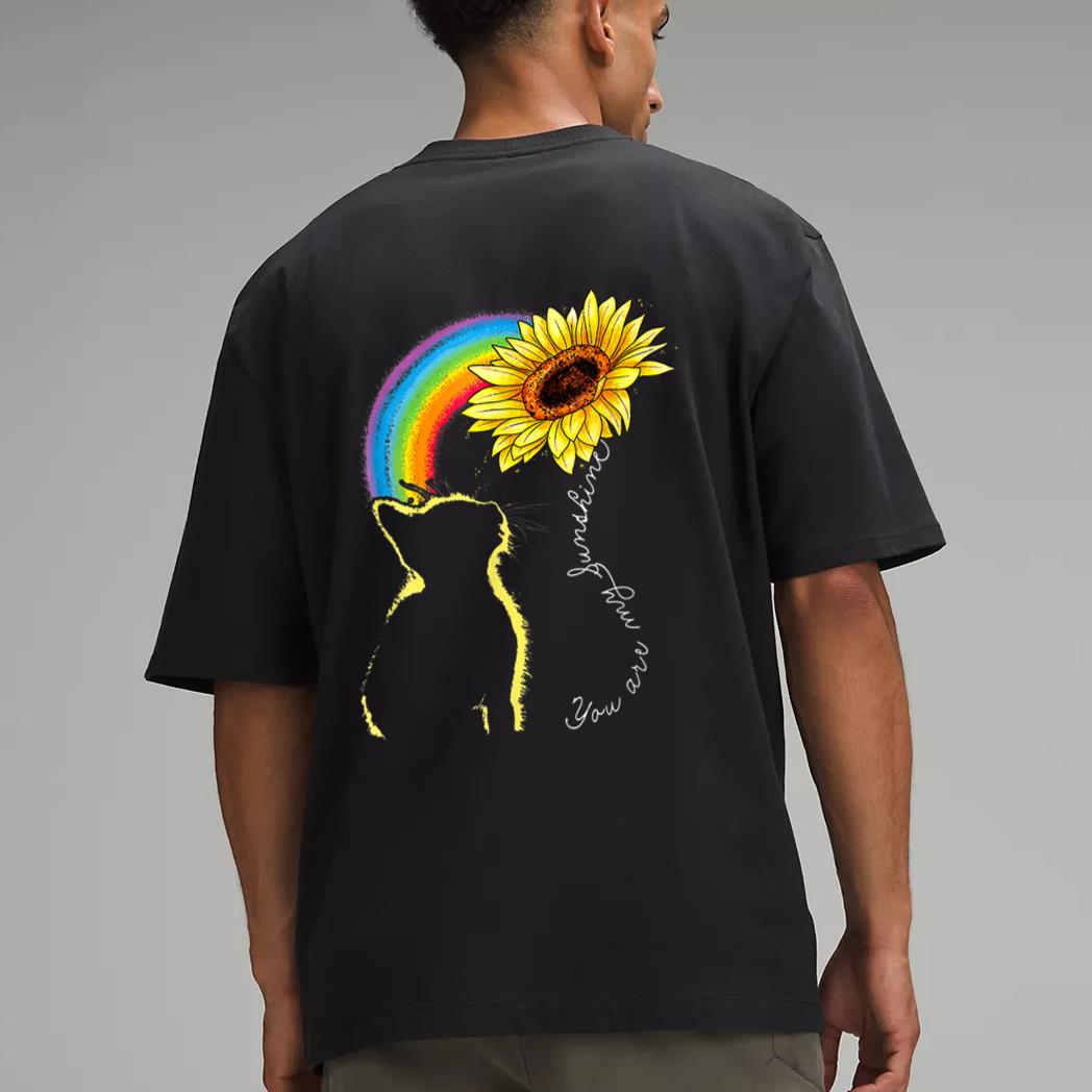 Cats Are My Sunshine Sunflower Rainbow Funny Cat Lovers Gift Men T-Shirt