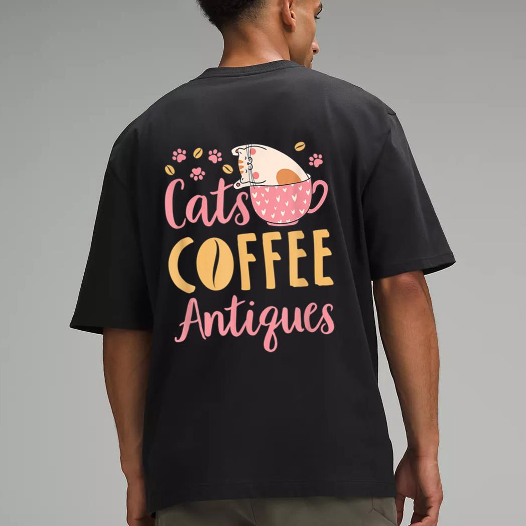 Cats Coffee Antiques Cat Lover Antiquing Men T-Shirt