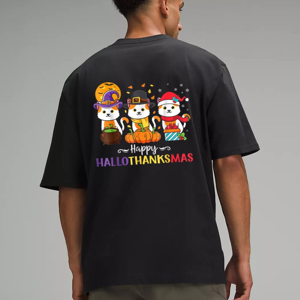 Cats Happy HalloThanksMas Men T-Shirt