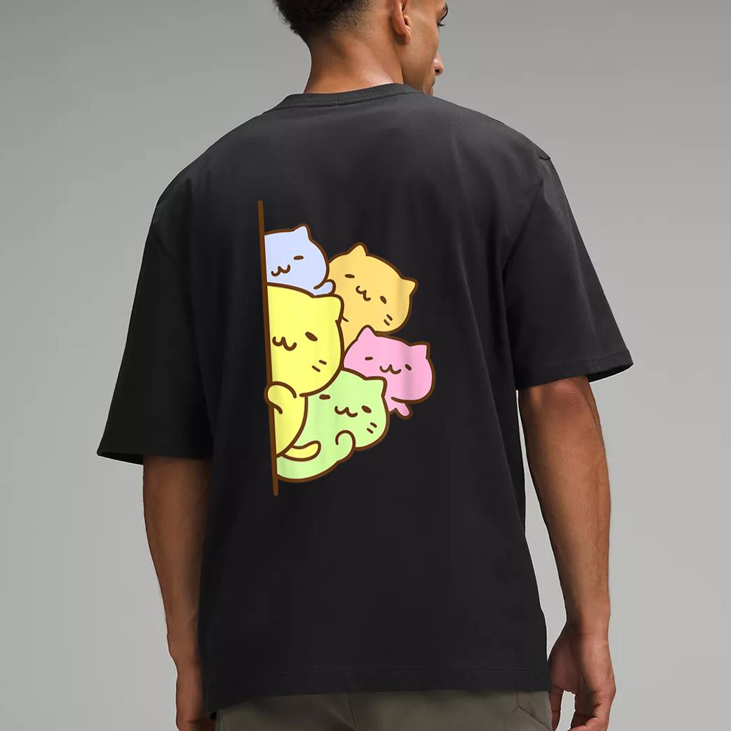 Cats Meowtain Cute Kitty Pile Anime Kawaii Gay Pride Men T-Shirt