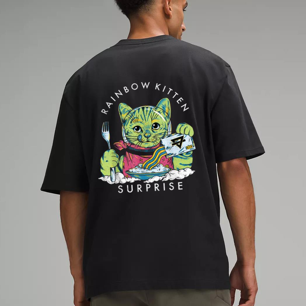 Cats Rainbow Kitten Surprise Cute Eat Retro Animals Vintage Men T-Shirt