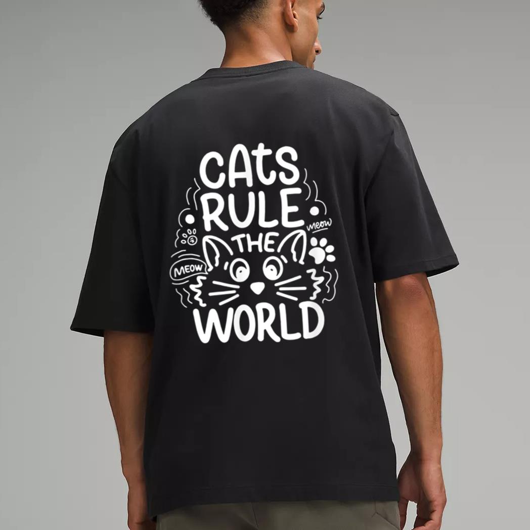 Cats Rule He World Funny Cat Lovers Men T-Shirt