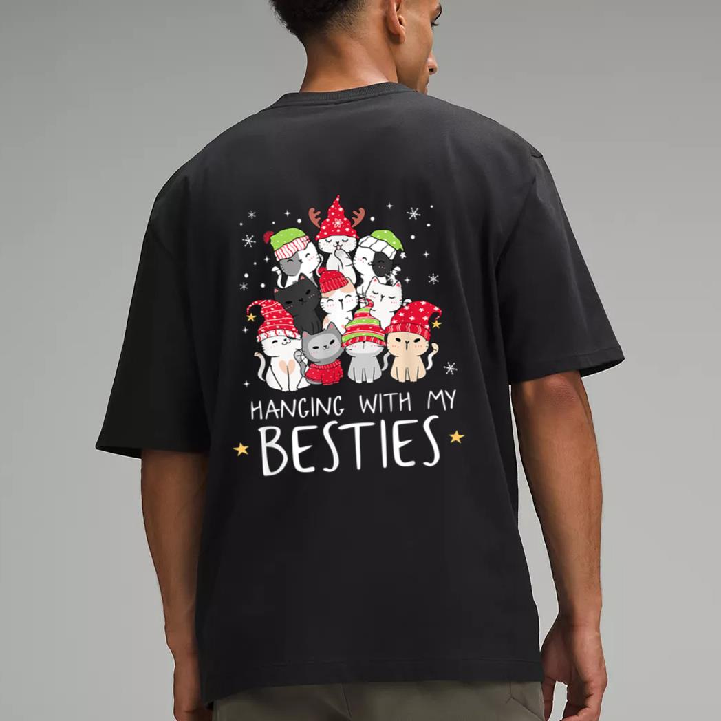 Christmas Cat Lover Christmas Tree Kawaii Cat Bestie Men T-Shirt