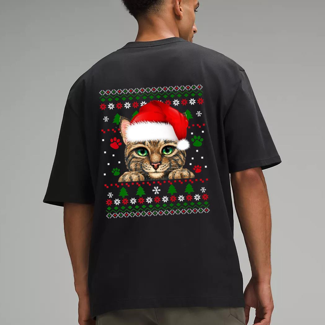 Christmas Cat Santa Hat Merry Catmas Ugly Christmas Sweater Premium Men T-Shirt
