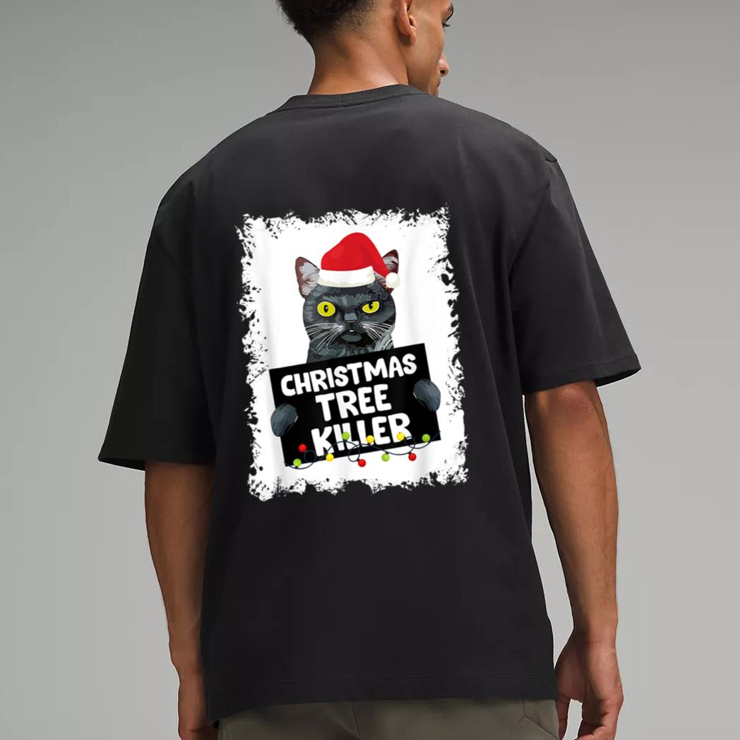 Christmas Tree Killer Naughty Black Cat Christmas Men T-Shirt
