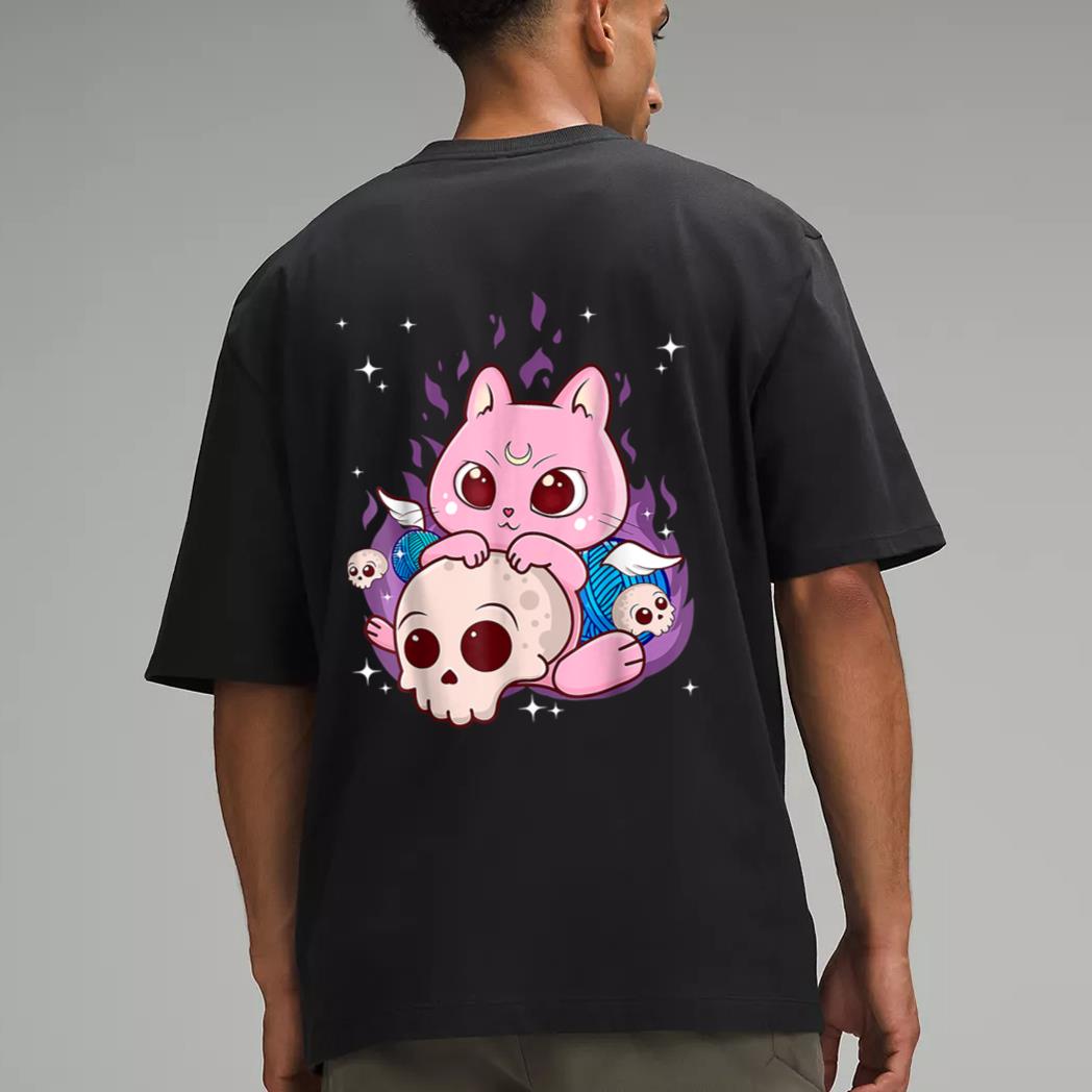 Cute Anime Kawaii Cat Aesthetic Kawaii Pastel Goth Halloween Men T-Shirt