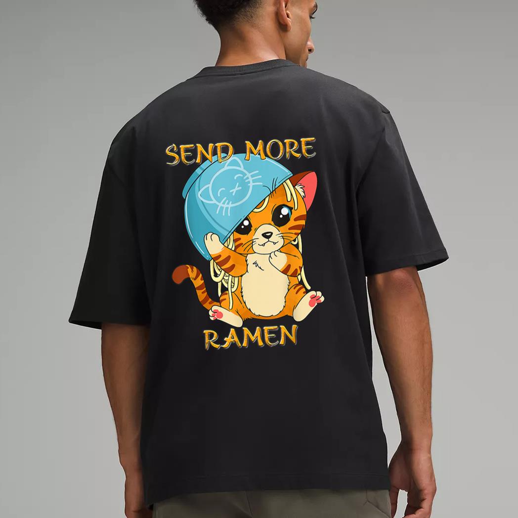 Cute Anime Kawaii Kitten Ramen Bowl Cat Men T-Shirt
