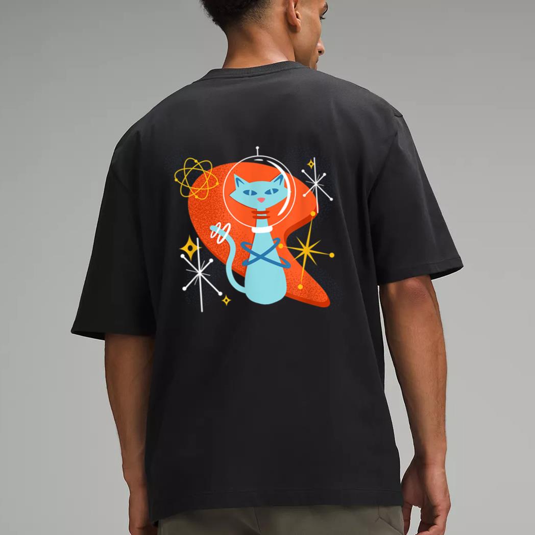 Cute Atomic Space Cat in Vintage Retro Vibes Men T-Shirt