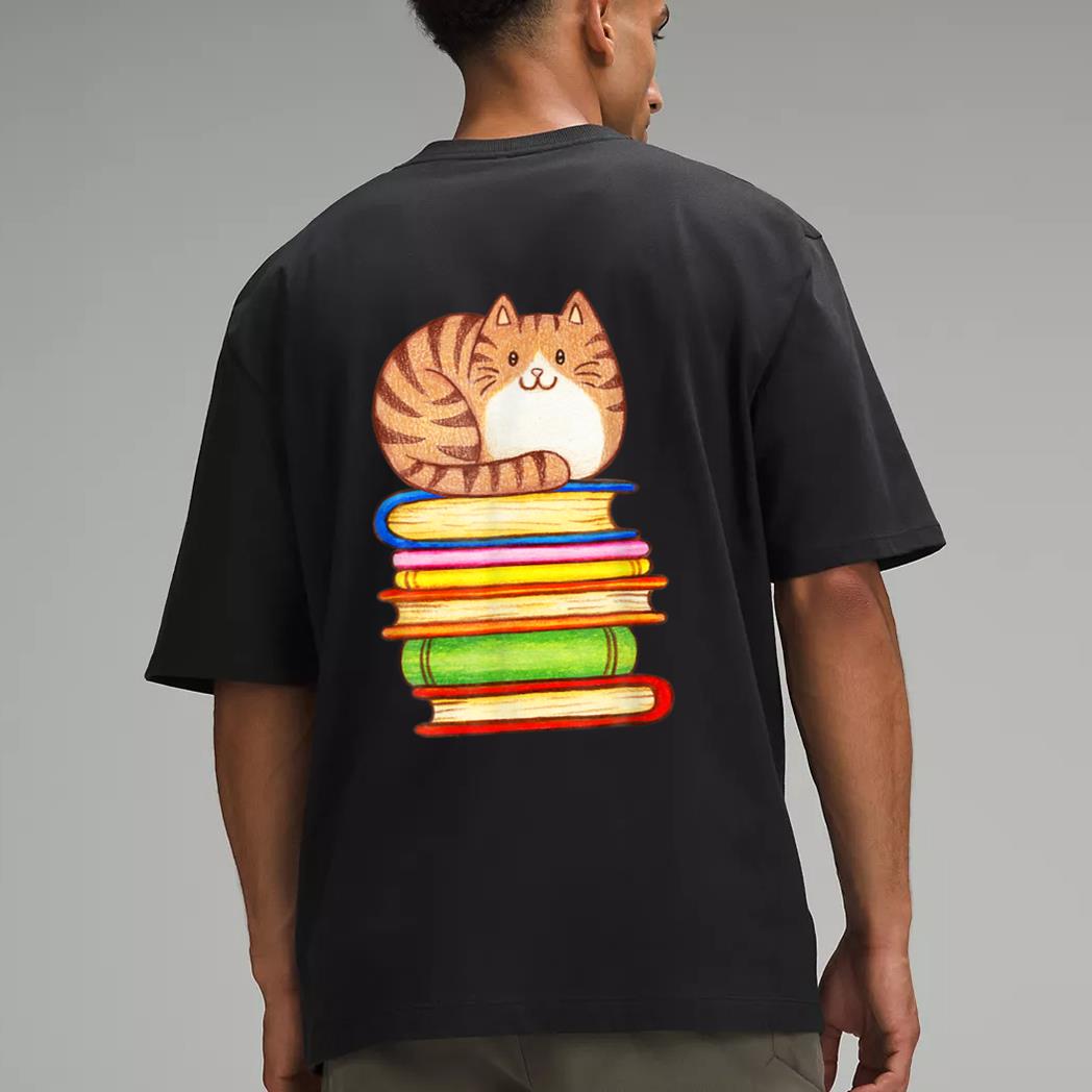 Cute Cat Books Graphic Women S Book Lovers Eacher Men T-Shirt