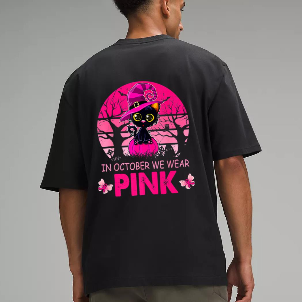 Cute Cat Breast Cancer Awareness In October We Wear Pink Men T-Shirt