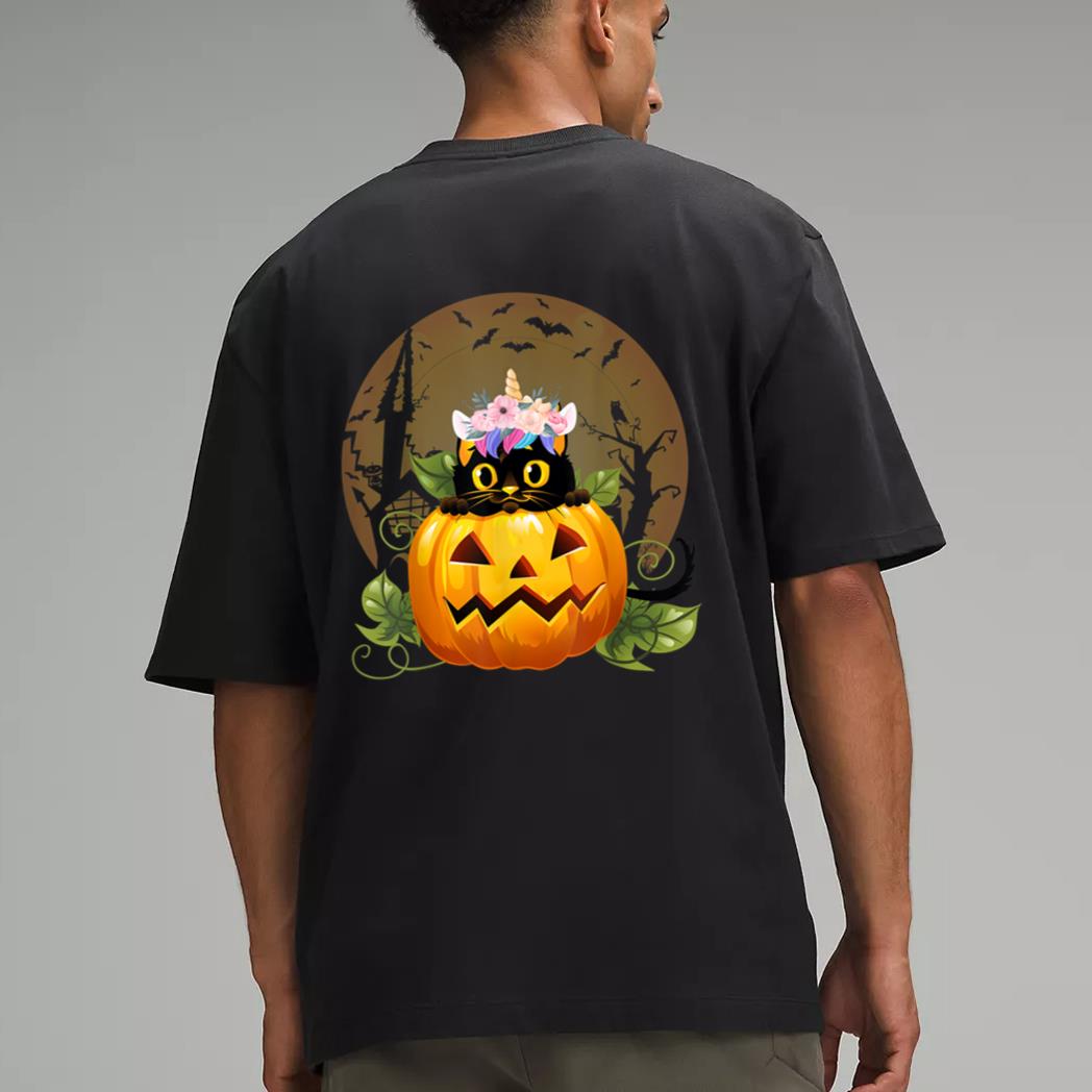 Cute Cat Pumpkin Unicorn Halloween Costume Gift Men T-Shirt