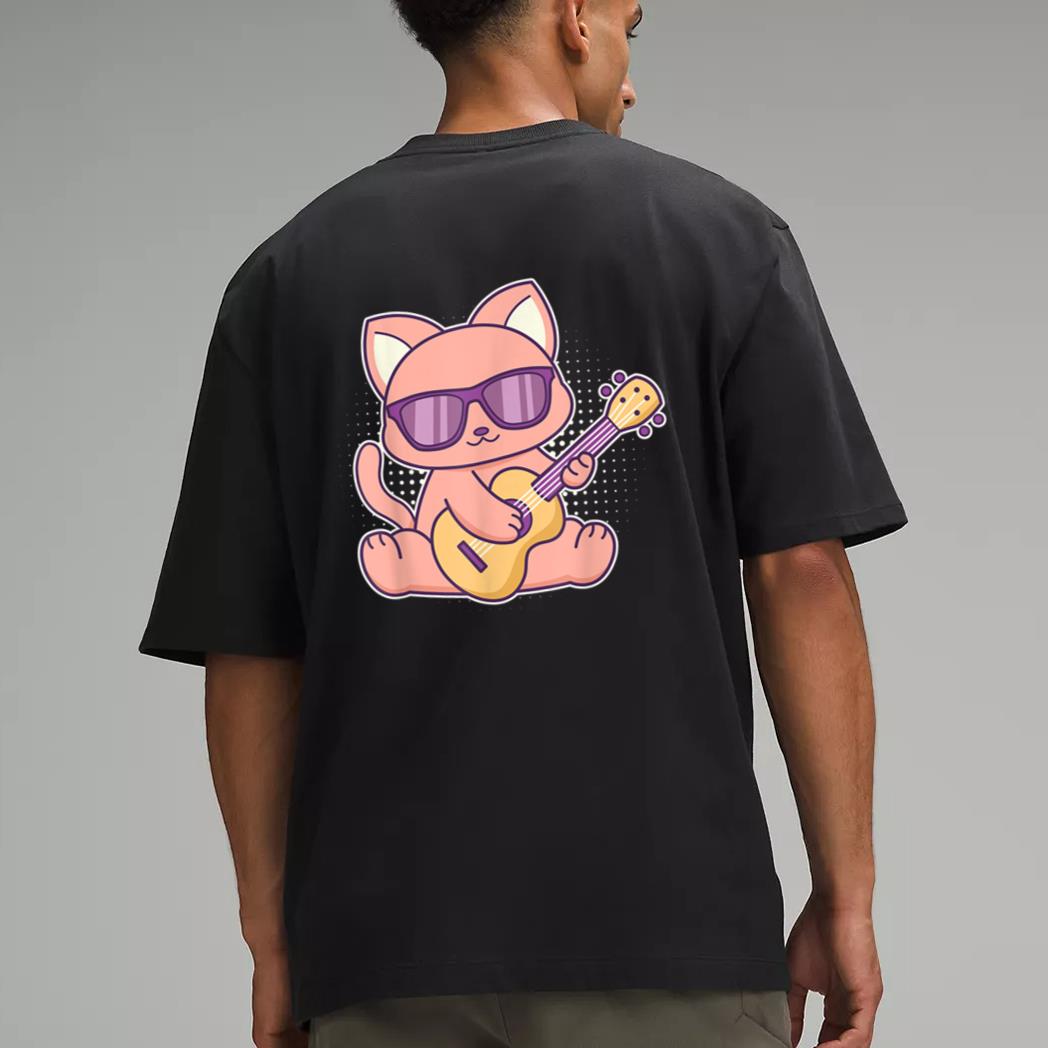 Cute Cat With Sunglasses Playing On A Guitar Men T-Shirt