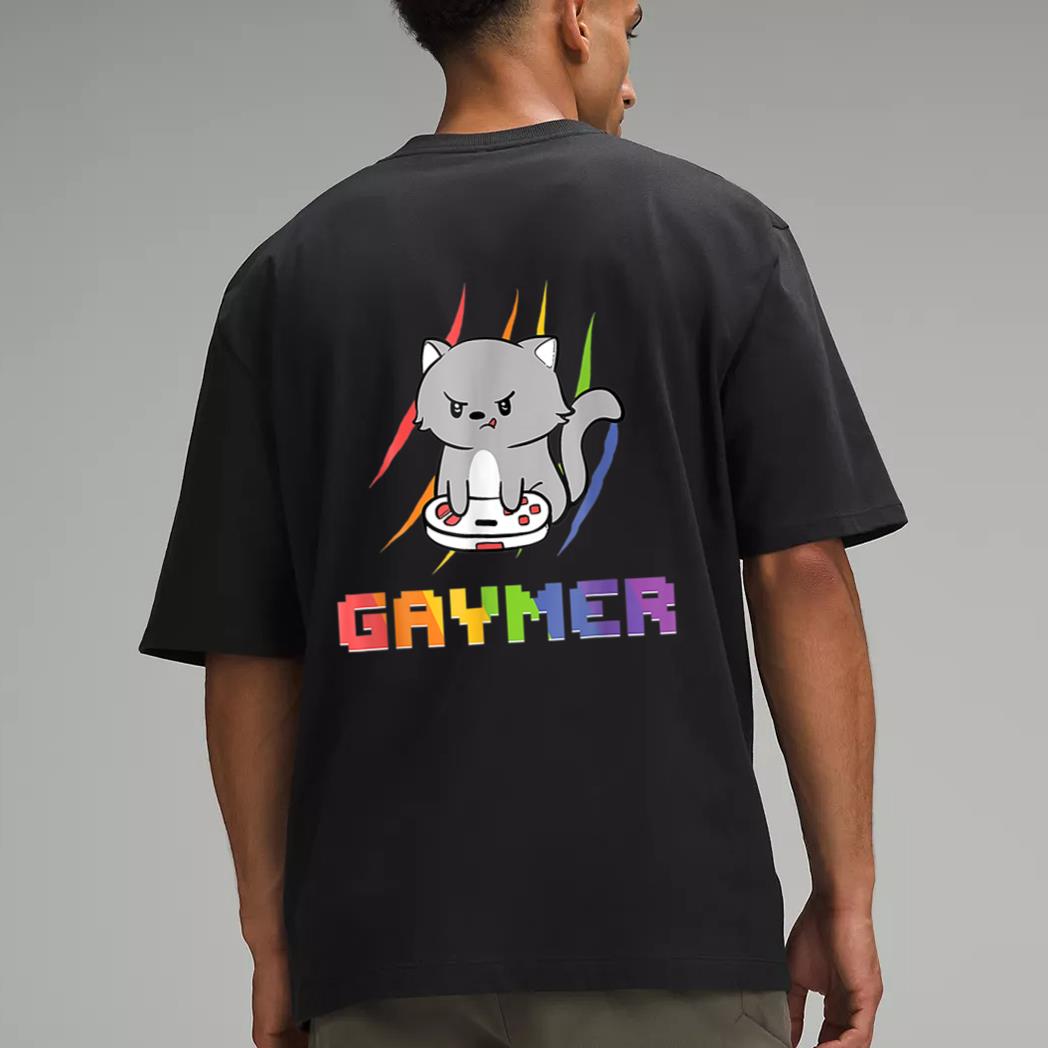 Cute Gaming Cat Gay Gamer Men T-Shirt