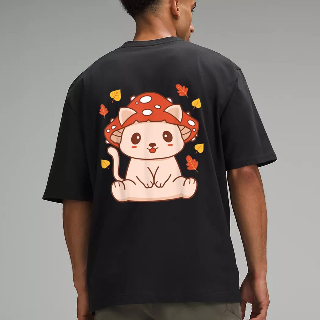 Cute Kawaii Toadstool Cat - Aesthetic Mushroom Kitten Men T-Shirt