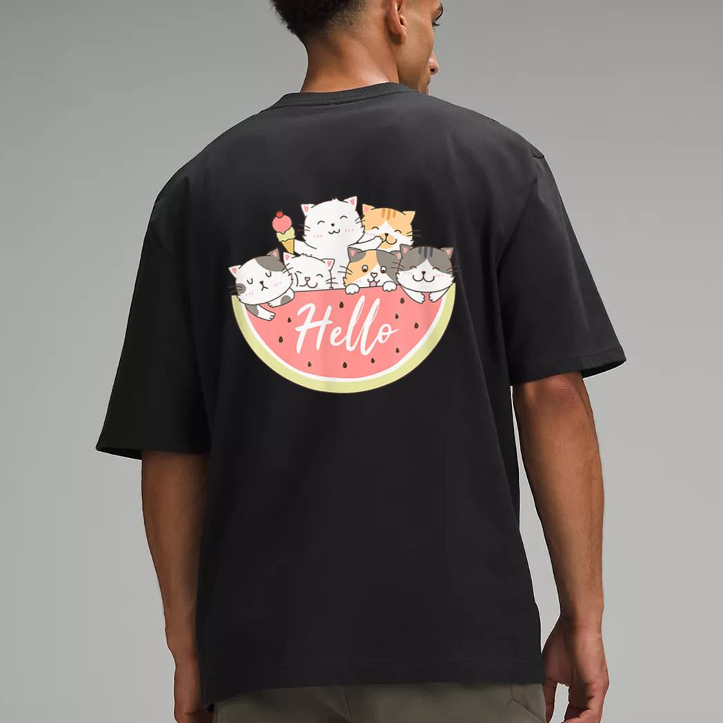 Cute Kitten In Watermelon Cute Cat Family Cat Motif Men T-Shirt