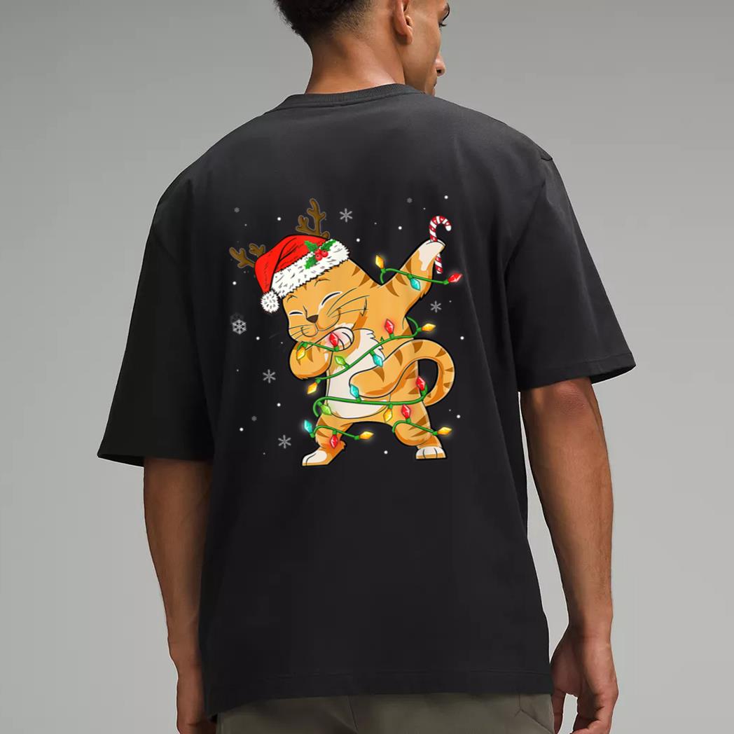 Dabbing Cat Santa Christmas Kids Boys Girls Catmas Xmas Men T-Shirt