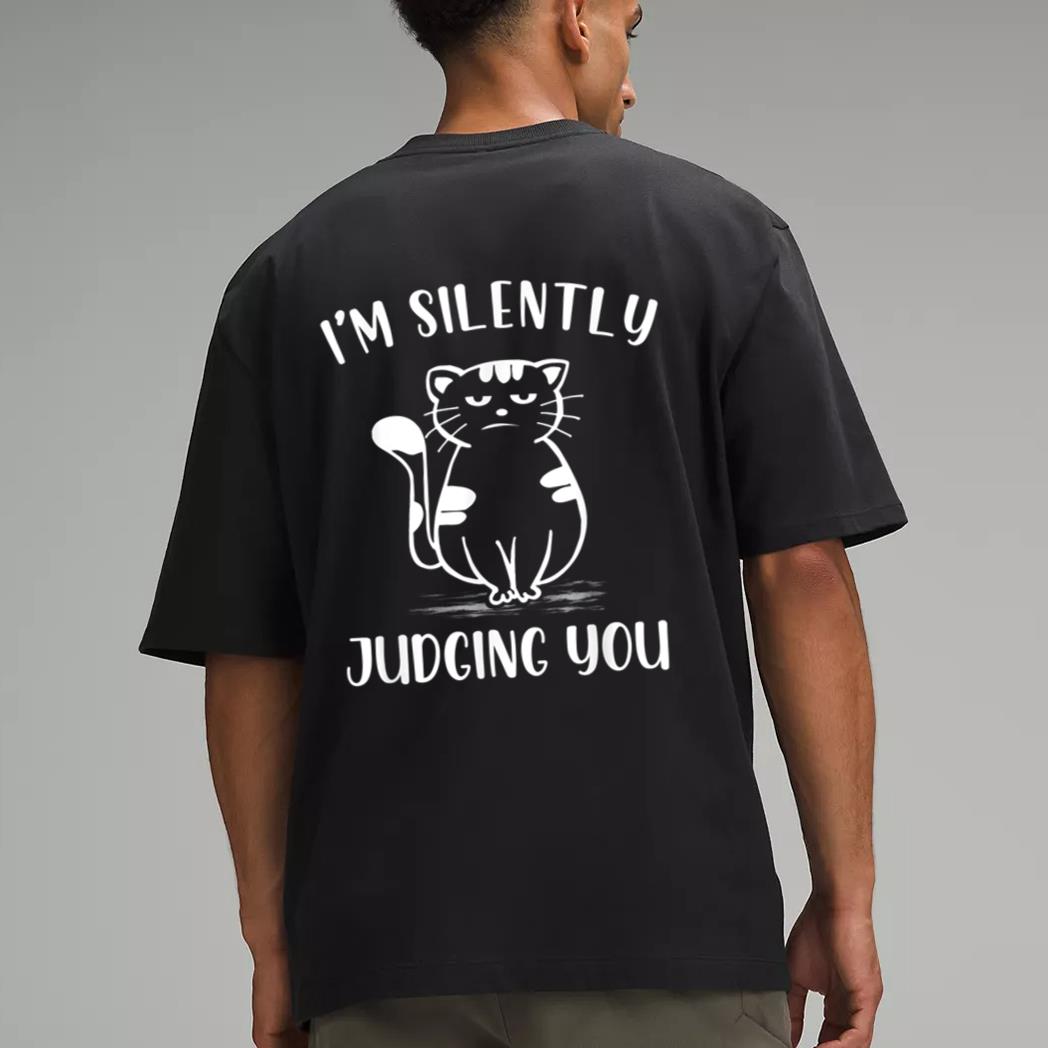 Funny Black Cat I'm Silently Judging You Retro Men T-Shirt