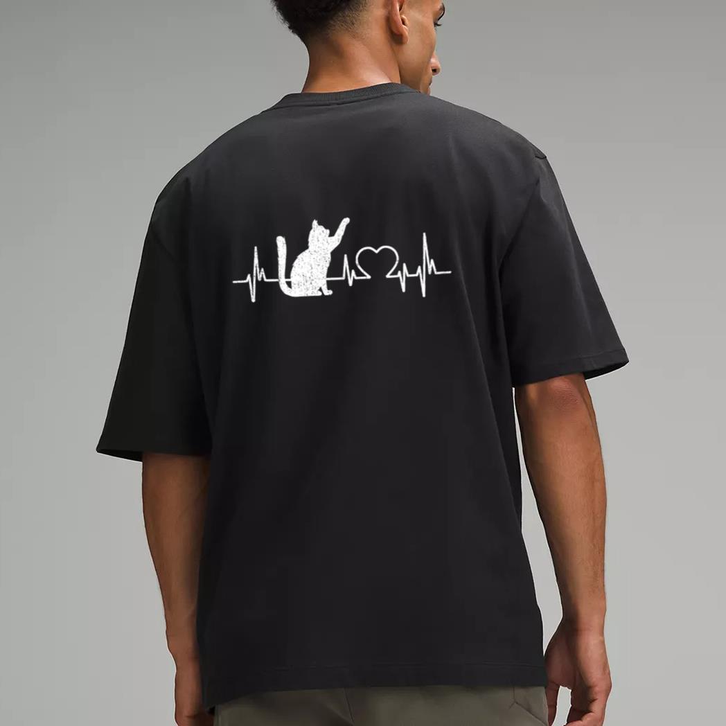 Funny Cat  for Women - Meowy Cute Cat Lover Heartbeat Men T-Shirt