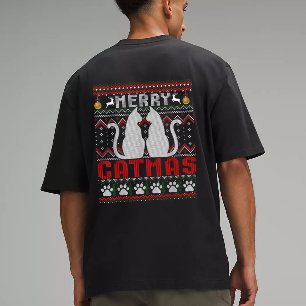 Funny Cat Lover Merry Catmas Christmas Men T-Shirt