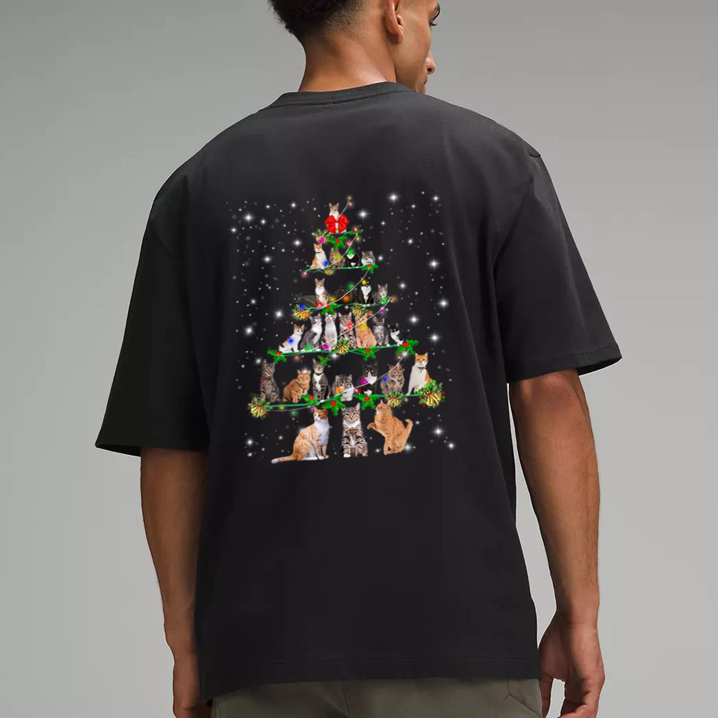 Funny Cats Christmas Ree Ee Ornament Decor Cat Lover Men T-Shirt