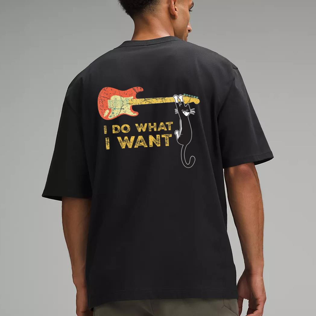 Funny Guitar Lover gifts, Retro I do what I want with my cat Men T-Shirt