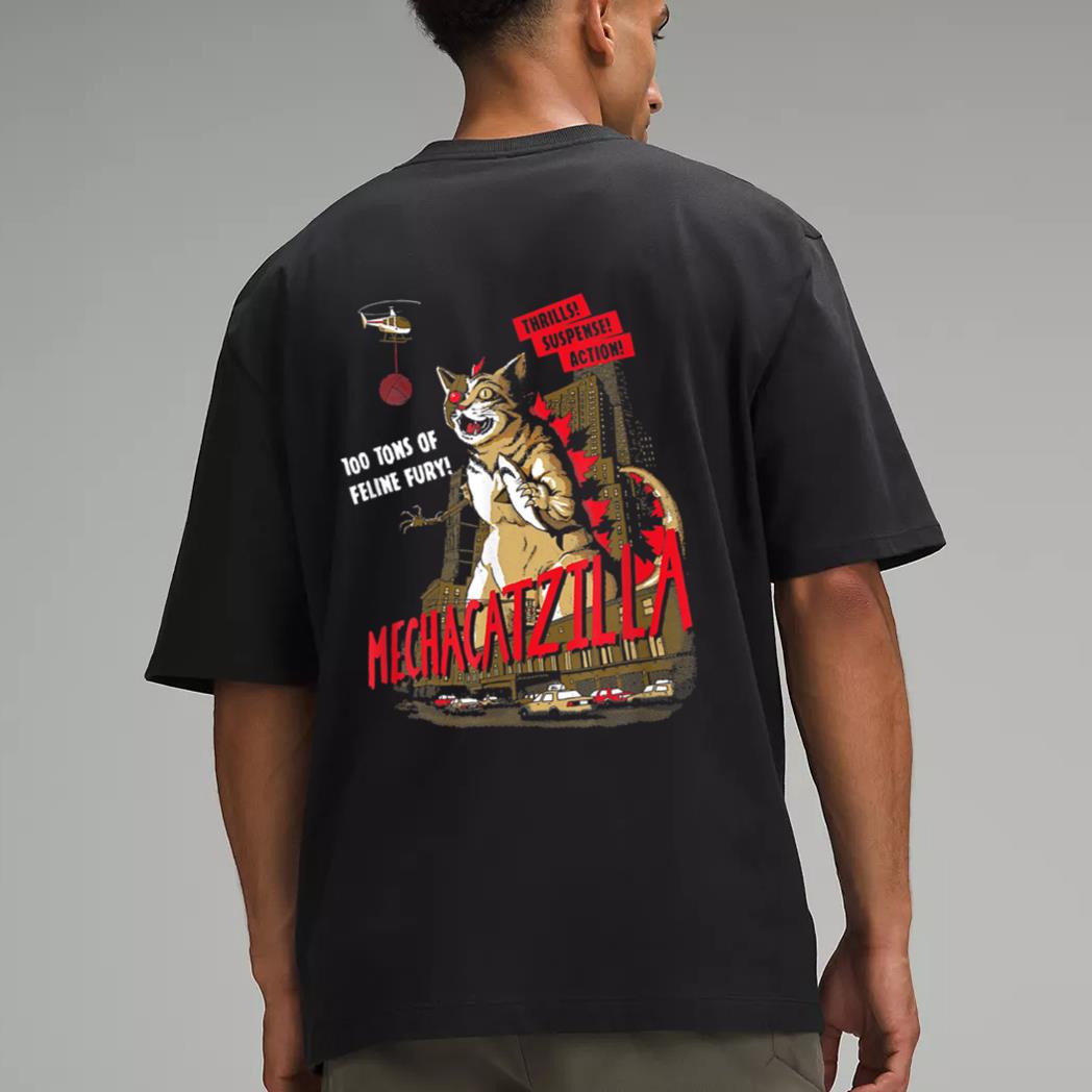 Funny Mecha Catzilla Cat Costume Halloween Men T-Shirt
