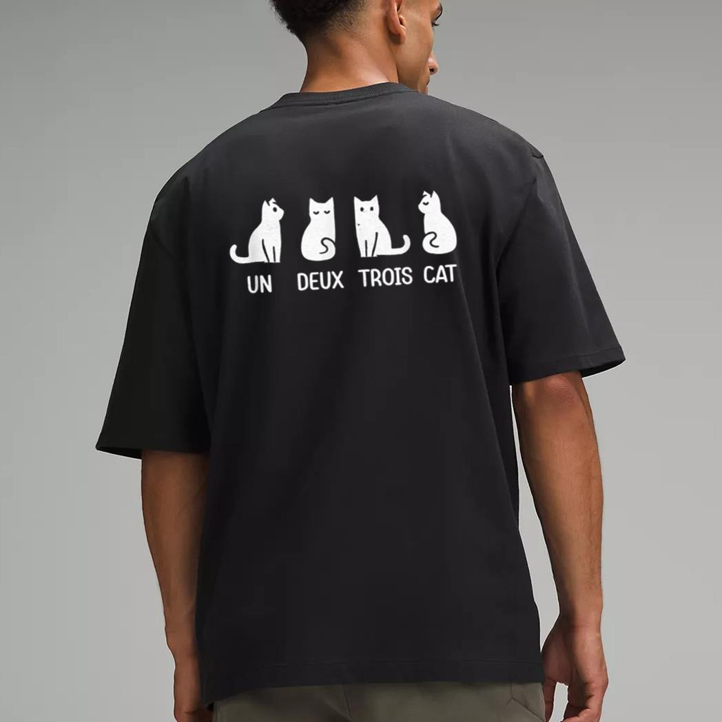 Funny Meow Kitty Un Deux Trois Cat Funny Black Cat Men T-Shirt
