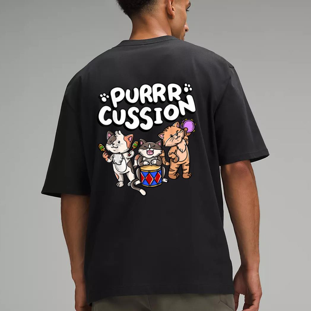 Funny Purrr Cussion Kitty Cat Percussion Player Music Men T-Shirt