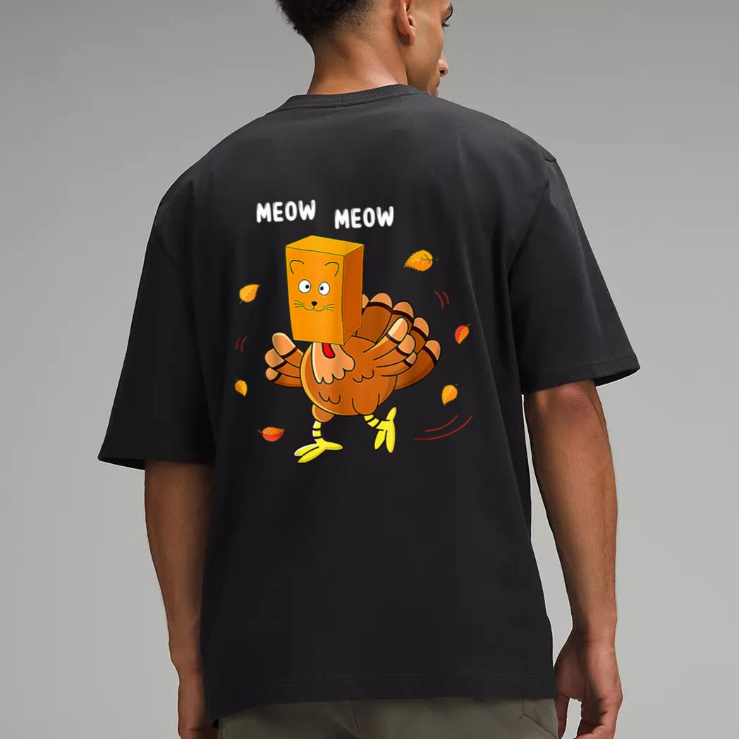 Funny Thanksgiving Turkey Fake Cat Meow Kitty Cats Lover Men T-Shirt