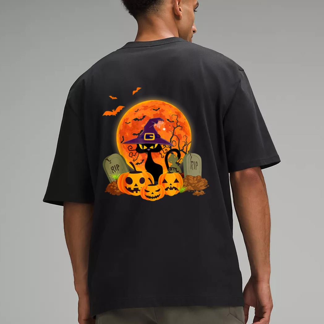 Halloween Scary Black Cat Funny Halloween Costume Men T-Shirt