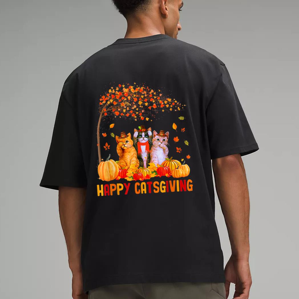 Happy Catsgiving Cute Thanksgiving Cat Lovers Cat Men T-Shirt