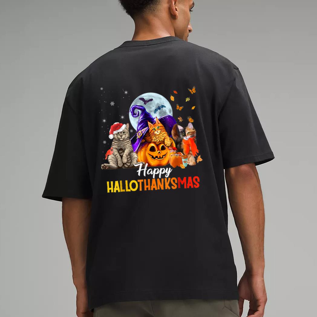 Happy-Thanksgiving Cat Happy-Hallothanksmas Cute-Cats Men T-Shirt