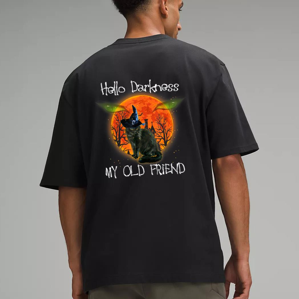 Hello Darkness My Old Friend Halloween Black Cat Men T-Shirt