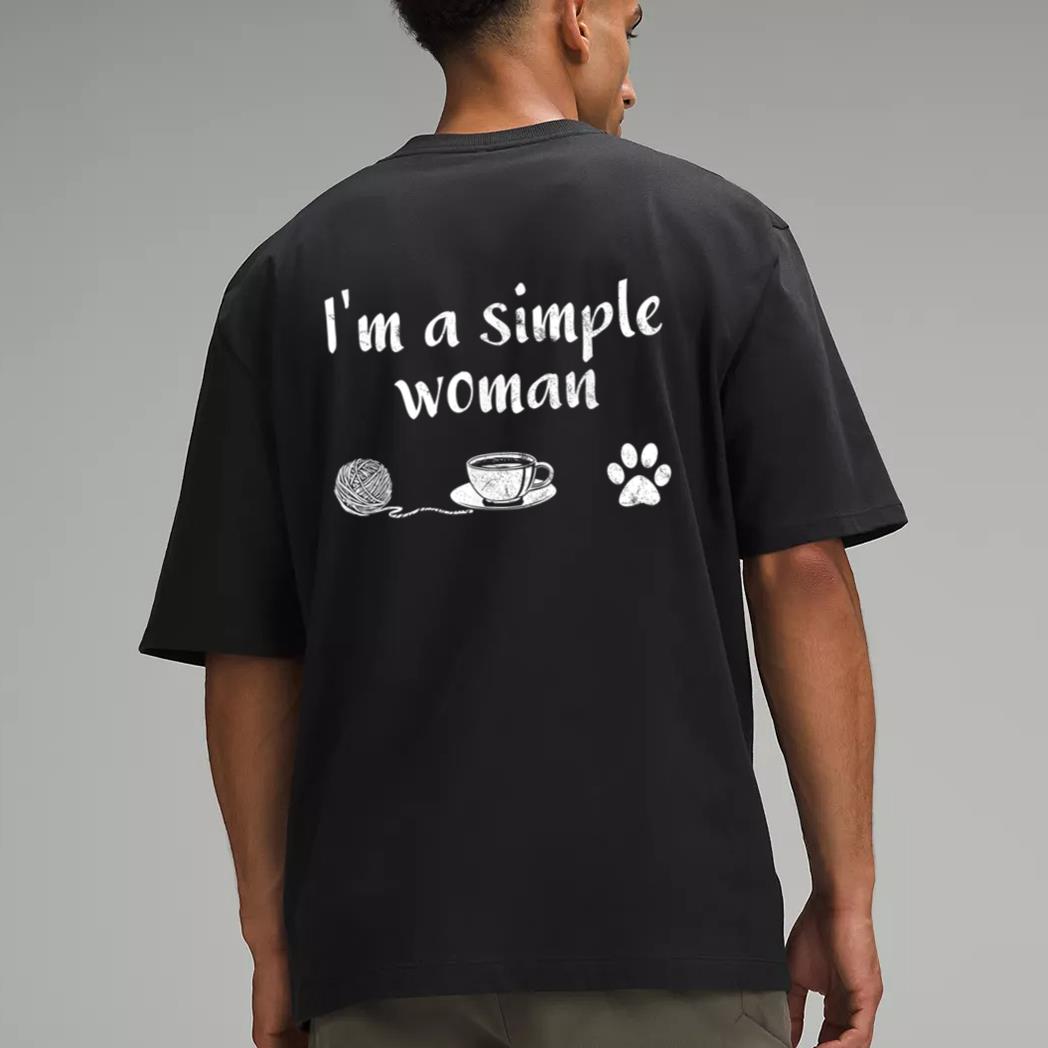 I M A Simple Woman Loves Knitting Coffee Dog Cat Paw Men T-Shirt