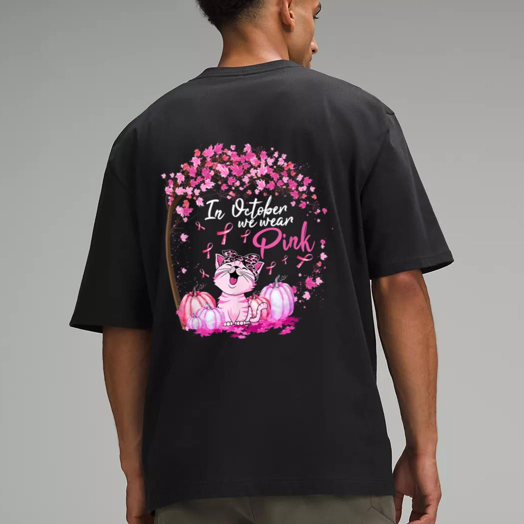 In October We Wear Pink Leopard Cat Breast Cancer Awareness Men T-Shirt