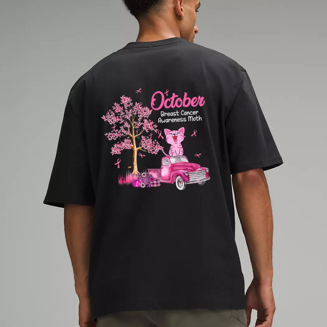 In October We Wear Pink Pumpkin Cat Breast Cancer Awareness_1 Men T-Shirt