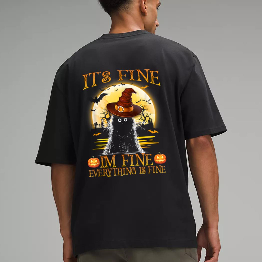 It 'Fine I'm Fine Everything Is Fine Halloween Cat Lover Men T-Shirt