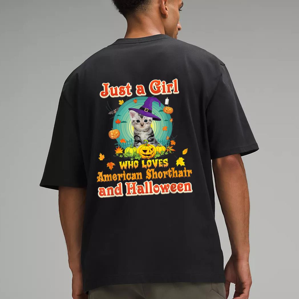 Just A Girl Who Loves American Shorthair Cat And Halloween Men T-Shirt