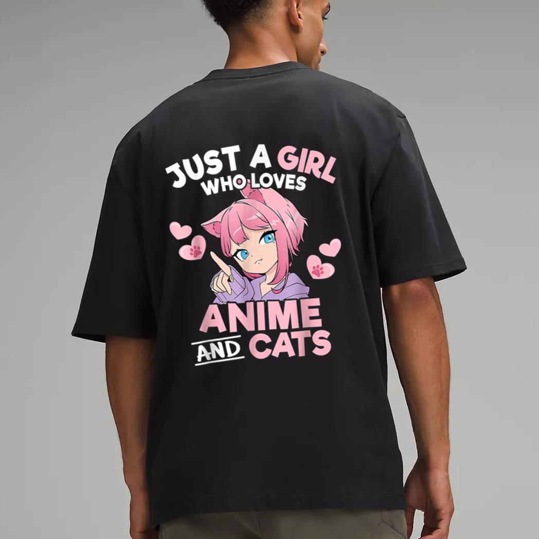 Just A Girl Who Loves Anime And Cats Cute Otaku Manga Men T-Shirt