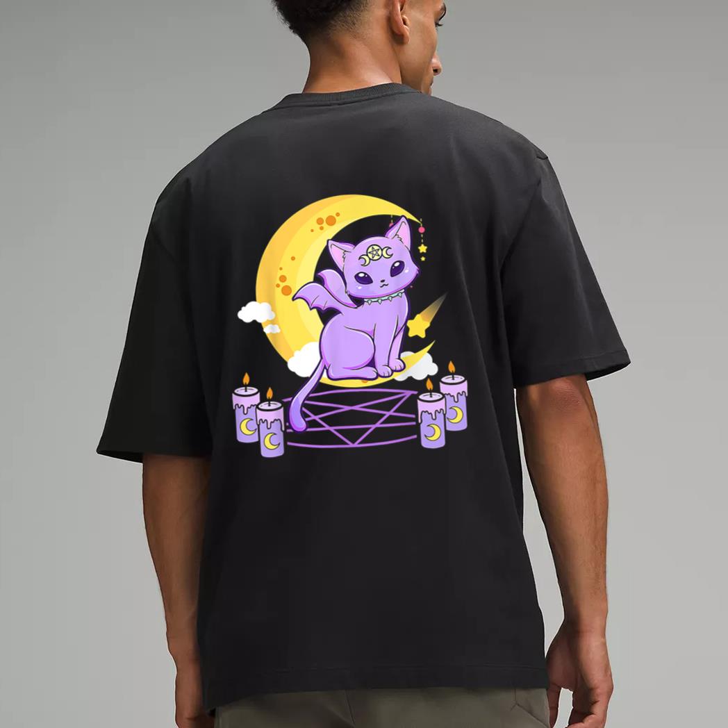 Kawaii Pastel Goth Cute Creepy Black Cat Pagan Kitty Occult Men T-Shirt