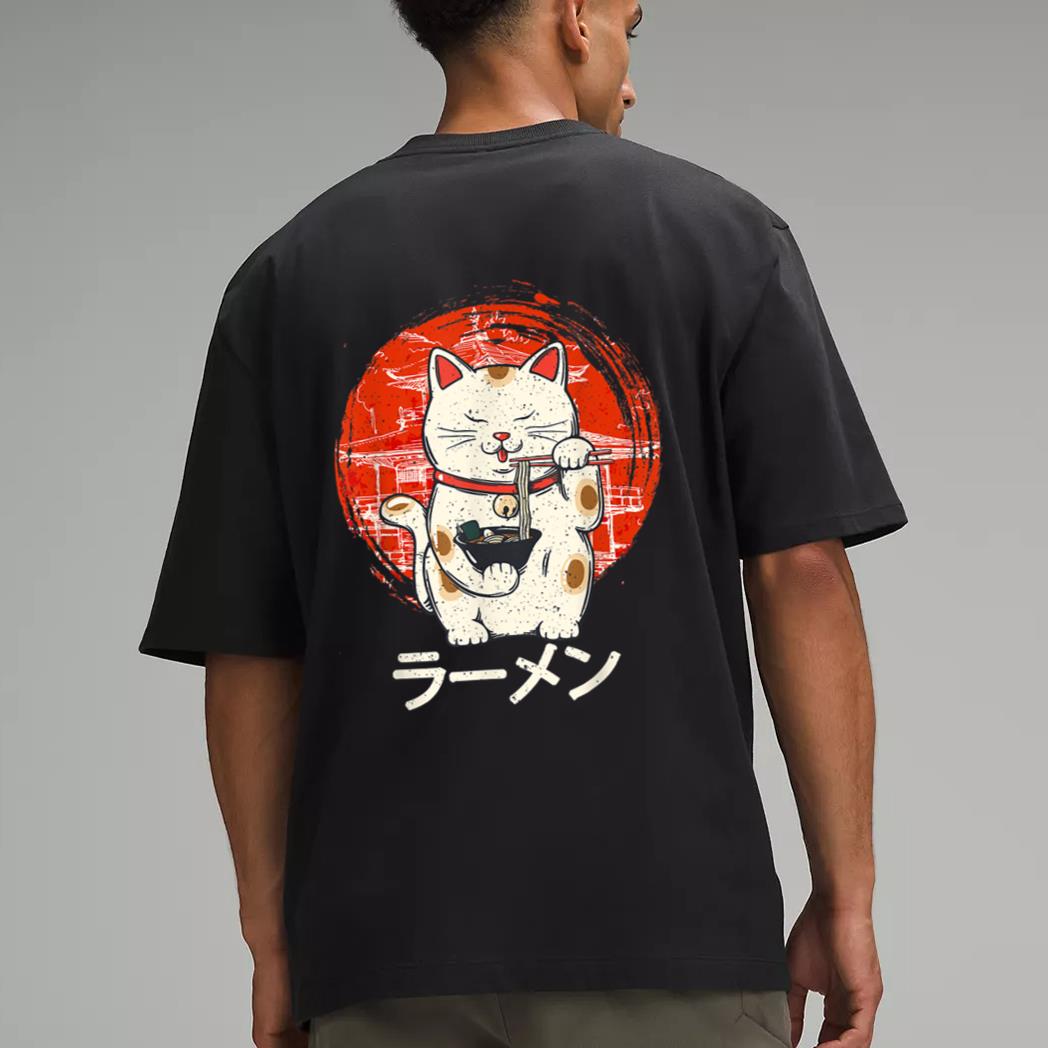 Kawaii Ramen Neko Retro Cat Japanese Noodle Anime Girls Teen Men T-Shirt
