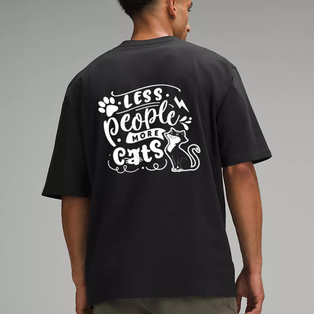 Less People More Cats Anti Social Cat Lover Gift Men T-Shirt
