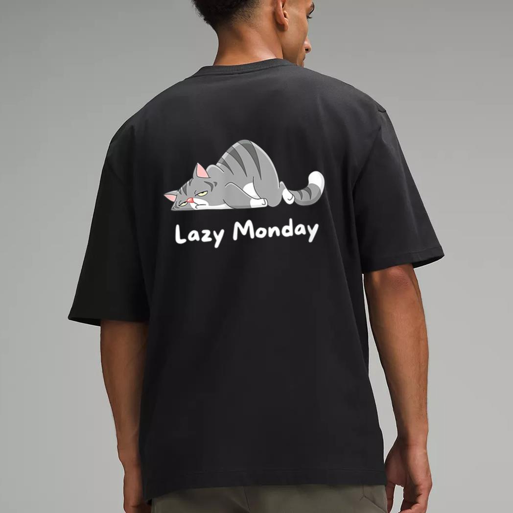 Mens Funny Cat Quote Lazy Monday Cool Cat Men T-Shirt